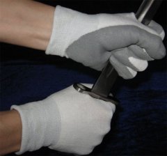 13 Guage white nylon liner with grey pu coating gloves