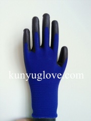 18 Guage blue nylon liner with black pu coating antistatic and safety working gloves