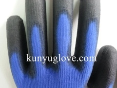 18 Guage blue nylon liner with black pu coating antistatic and safety working gloves