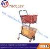 Customized Two Basket Grocery Store Shopping Cart With Wheels