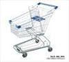 Modern Supermarket Shopping Trolley With 4 Swivel Flat Bearing Blue Pu Wheel