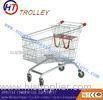 Four Wheels Metal Wire Grocery Store Shopping Carts / Trolleys Large Volume