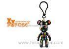 3" Plastic Buckle Black Colorful POPOBE Bear Keychain Small Bag Decoration