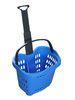 Colorful Plastic Rolling Shopping Basket With Wheels 55l , Plastic Shopping Trolley Baskets