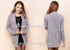 Long Fine Knit Womens Cashmere Sweaters , Solid Color Womens Cardigan Sweaters