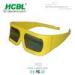 Yellow Large Frame Girls Read 3D Glasses For Movie / TV With Logo Printing