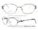 Large Oval Shape Lady Metal Optical Frames With Flex Temples , Gold / Gun