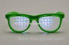 Green Frame Plastic Diffraction Glasses , Flip Up Fireworks Glasses