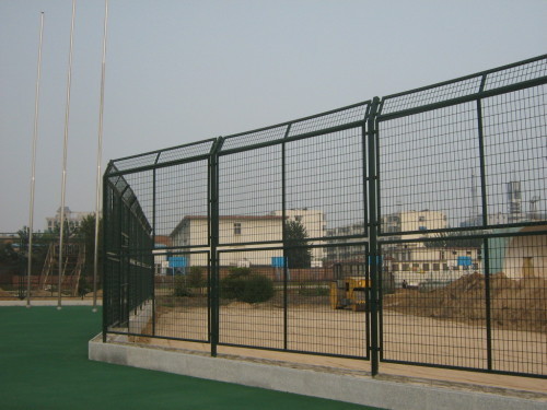 chain link mesh sport fence. green chain link mesh used for school playground