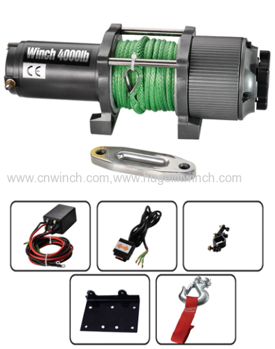 UTV/ATV winch 4000lbs rope winch 12V DC automatic brake