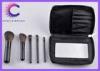 Classical black handle travel makeup brush sets with mirror black striple bag