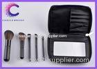 Classical black handle travel makeup brush sets with mirror black striple bag