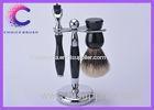 Mens shaving gift sets in classical black handle with razor , stand , finest badger brush