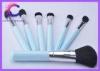 Traveling mini Ligh blue 7 piece makeup brush set / brushes kit