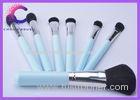 Traveling mini Ligh blue 7 piece makeup brush set / brushes kit