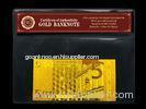 Engrave 24k Gold banknote 5 Euro Note With Authenticity COA NR Gorgeous