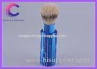 Portable Small Travel Shave Brush with silvertip badger blue color handle