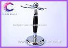 Black ebony + metal Safety razor and brush stand with Print or laser LOGO