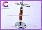 Double edge Shaving Brush And Razor Stand with chrome real bruma rosewood handle