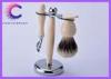 Stainless + acrylic Handle Shaving Brush Set Clean Tool , mens shaving set