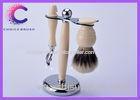 Stainless + acrylic Handle Shaving Brush Set Clean Tool , mens shaving set