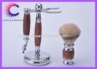Shaving gift set with silvertip badger shaving brush and rosewood handle