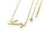 Lucky Monogram Pendant Stainless Steel Chain Necklace With Lobster Claw Clasp