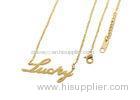 Lucky Monogram Pendant Stainless Steel Chain Necklace With Lobster Claw Clasp