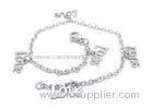 Silver Five Pieces Word Of Love Charm Anklet Bracelet Stainless Steel Jewelry For Ladies