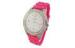 Battery Operated Womens Quartz Watches Pink Silicone Strap Big Face Watch