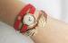 Wings Shape Lady Leather Wristband Watch , Wrap Around Wrist Watch