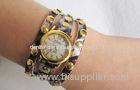 Leopard Leather Wristband Watch girls quartz movement watch Alloy Case