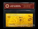 COA New Zealand 50 Pure 24K Gold Foil Banknote For Business Gifts
