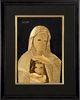 Gold foil Mother Mary fram crafts , 3d gold leaf art light as feather