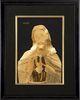 Black wooden frame gold foil crafts , 3D 24K gold foil jesus frame