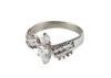 Unique White Stainless Steel Diamond Engagement Rings With Bezel Set Circle Clear CZ