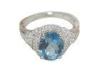 Classic Oval Blue Tanzanite Free Size Clear Zircon 925 Sterling Silver Wedding Rings