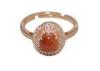 Long Oval Amber 925 Sterling Silver Rings For Women , Gold Plated Fashion Rings