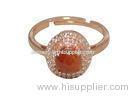 Long Oval Amber 925 Sterling Silver Rings For Women , Gold Plated Fashion Rings