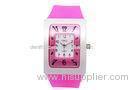 Rectangle Pink Silicone Wristband Watch shcok proof Girls Analog Watch