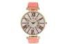 Lady Pink Leather Wristband Watch Round Metal Case Quartz Watches