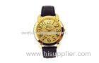 Business Leather Mens Watch Golden Case Japan Movt Quartz Watch