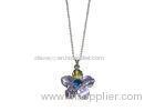 Light Purple Zircon 925 Sterling Silver Pendant Necklace of Oval Petal Sun Flower