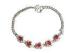 Light Siam CZ Stone Charms Cuban Curb Chain Sterling Silver Bangle Charm Bracelet