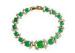 18K Gold Plated Crystal Horse Eye Leaf Sterling Silver Charm Link Jade Bangle Bracelets