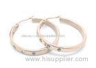 Simple Pink Gold Plated Flat Stainless Steel Hoop Earrings With Magnetic Balls