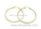 30mm Shinning Stainless Steel Earrings With Craved Oval Link Of Circle Round Shape