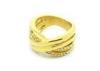 Gold Plated Clear Crystal Mens Stainless Steel Ring Engraved Indian Braid Style