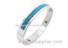 Turquoise Crystal Pastel Color Enameled Mens Stainless Steel Magnetic Bracelets