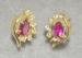 Unique Clear Fushia Sterling Silver Cz Stud Earrings Gold Plated Eye Of Princess